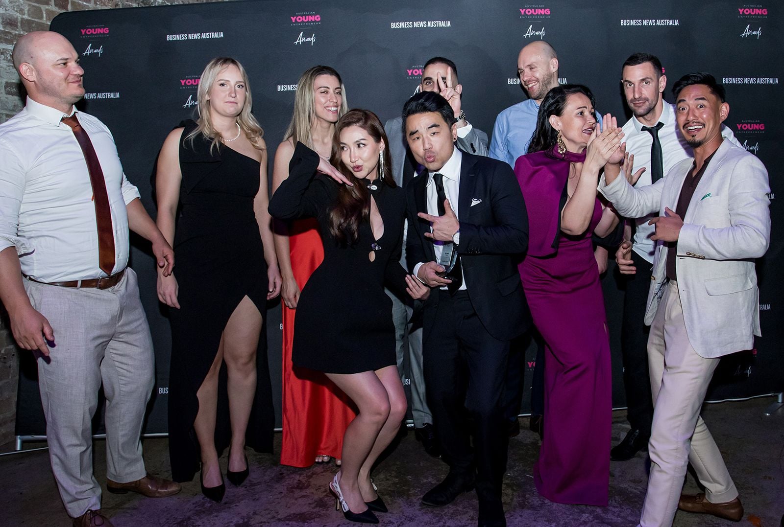 2025 Sydney Young Entrepreneur Awards Gala dinner Winners accepting trophies on stage at the 2025 Sydney Young Entrepreneur Awards